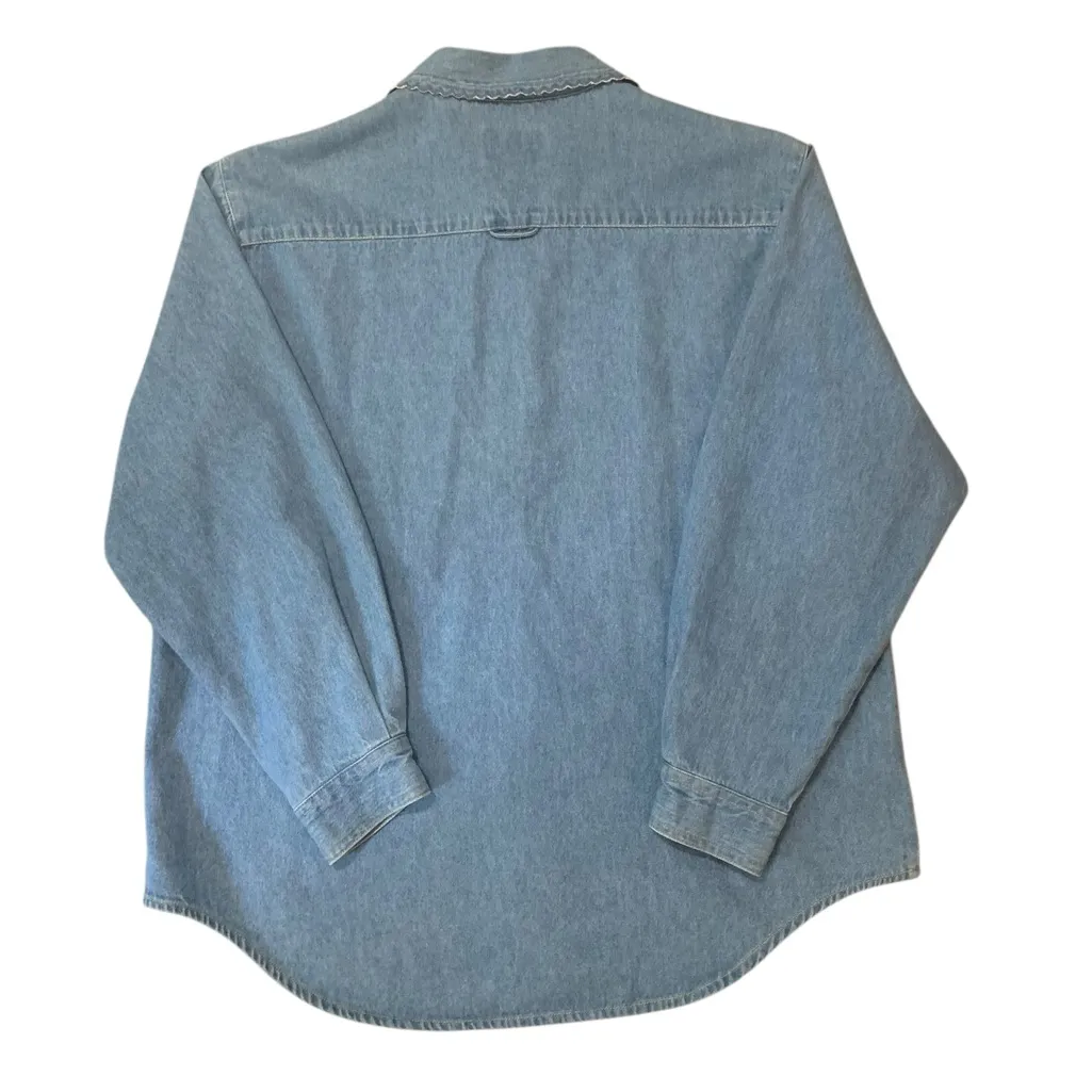 Susan Bristol Denim Button Down with scalloped details size L - Image 2