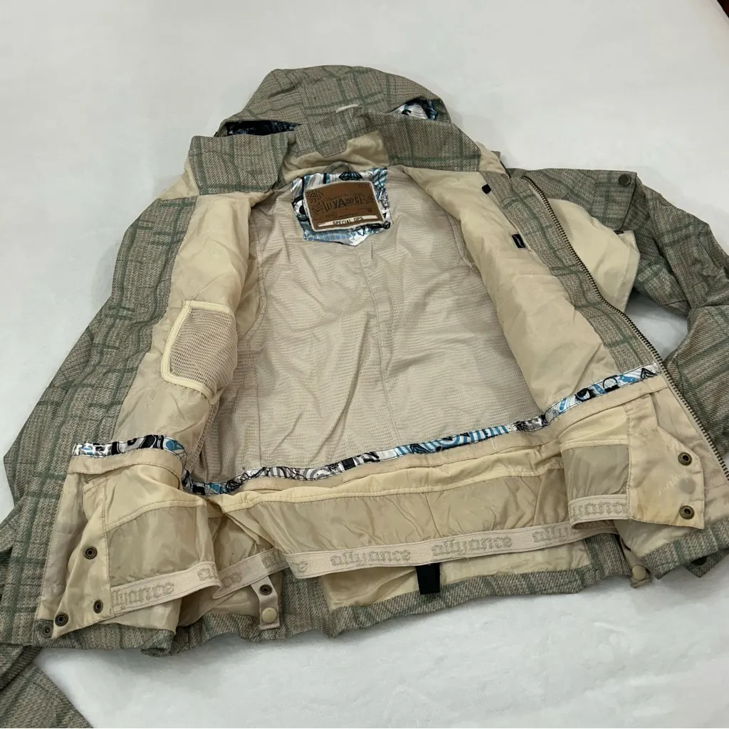 ALLYANCE Special Ops Olive Plaid Full Zip Snowboard Ski Jacket Youth XL Women XS Green - Image 7