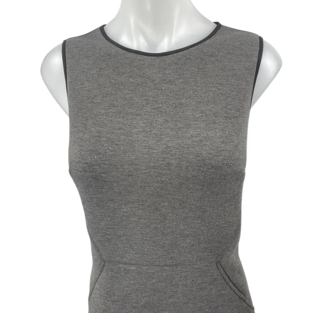 Andrew Marc Gray Sleeveless Scuba Slim Fit Zipper Mini Shift Tank Dress Size 8 - Image 3