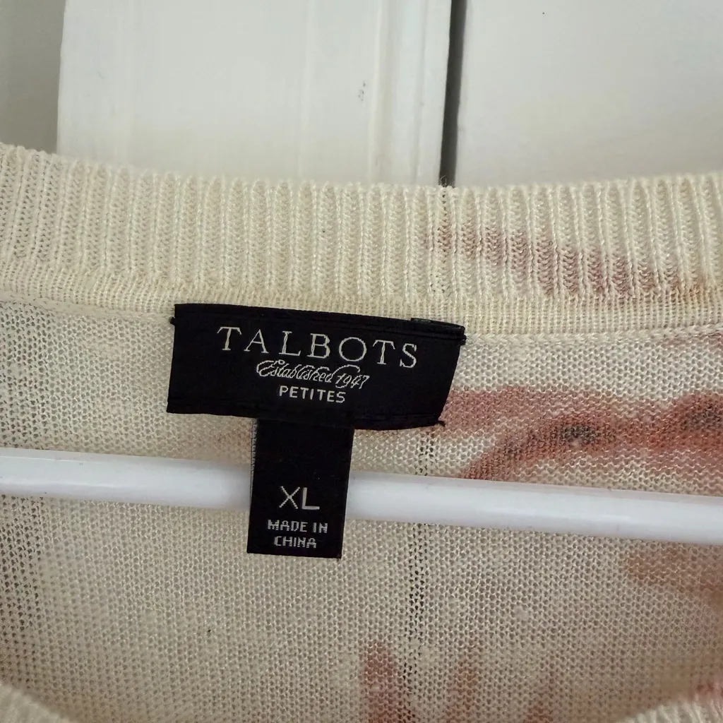 Talbots Women’s Cardigan XL Floral Linen Blend 3/4 Sleeves NWOT Lightweight - Image 4