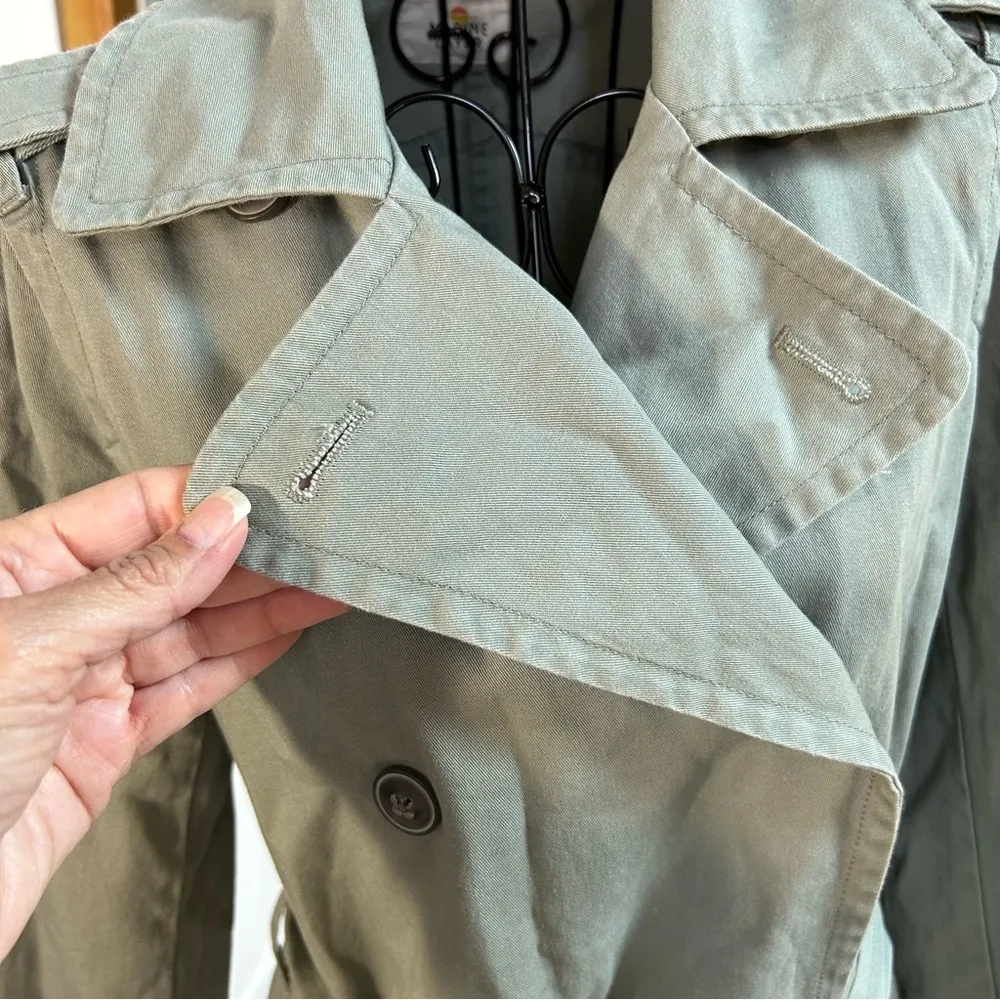Marine Layer Kelly Belted Trench Coat Faded Sage/Olive Green Size Small - Image 14