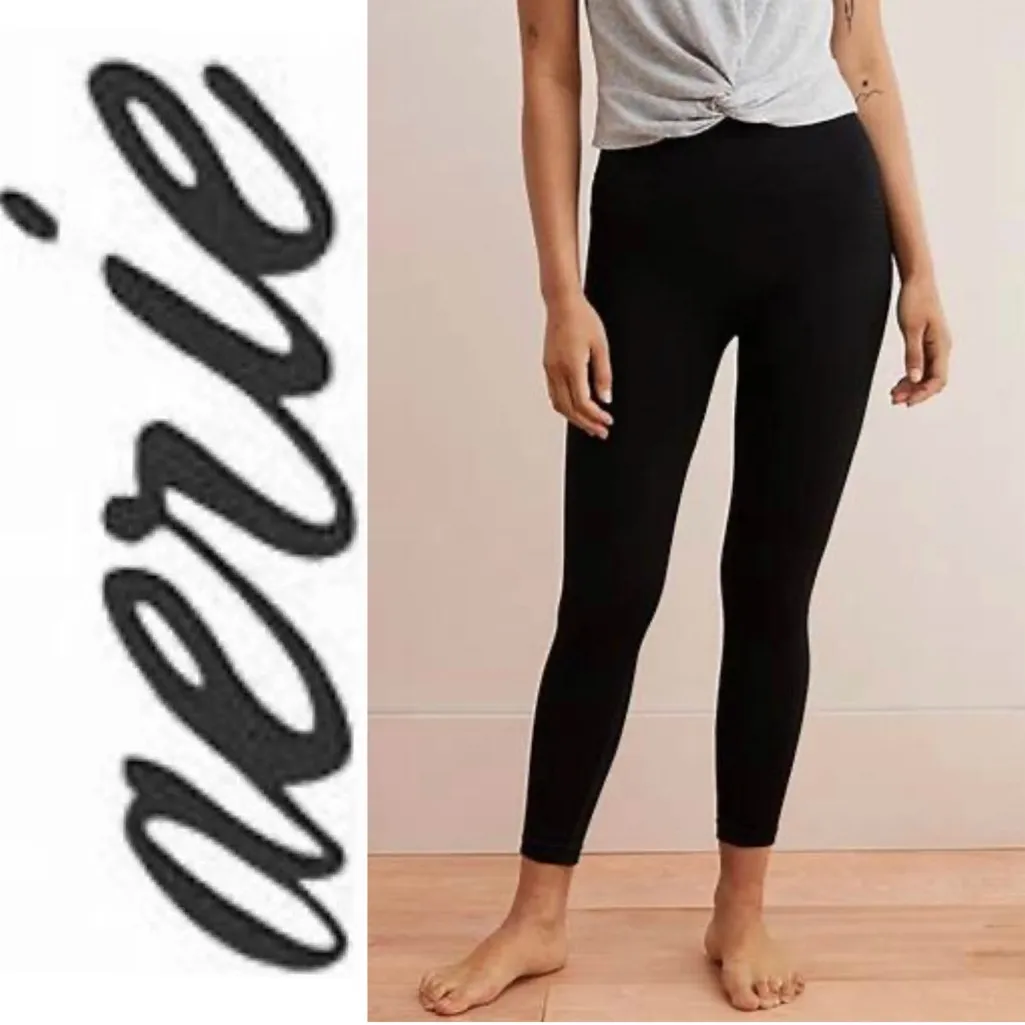 Aerie‎ Women’s Sz L Short Black Chill Play Move Leggings - Image 2
