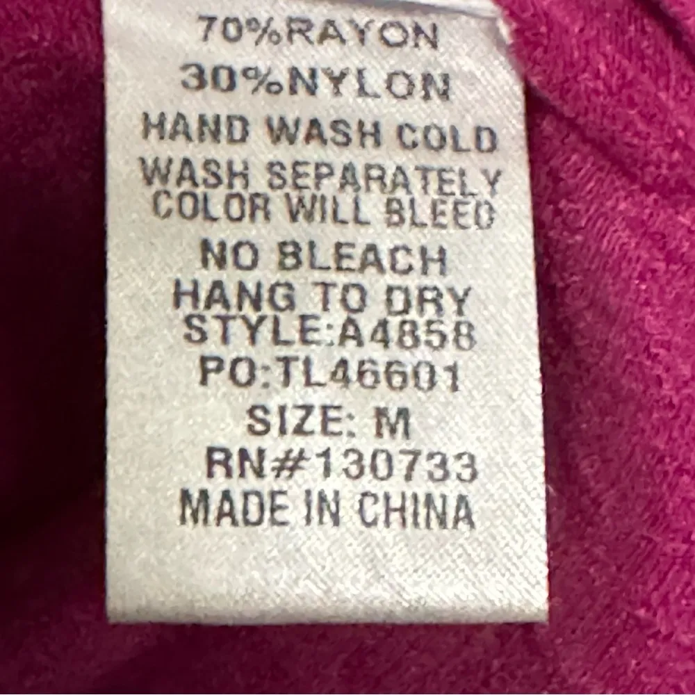 UMGEE Fuchsia Twisted Top Short Dolman Sleeves Loose Sheer Coastal Size Medium - Image 7