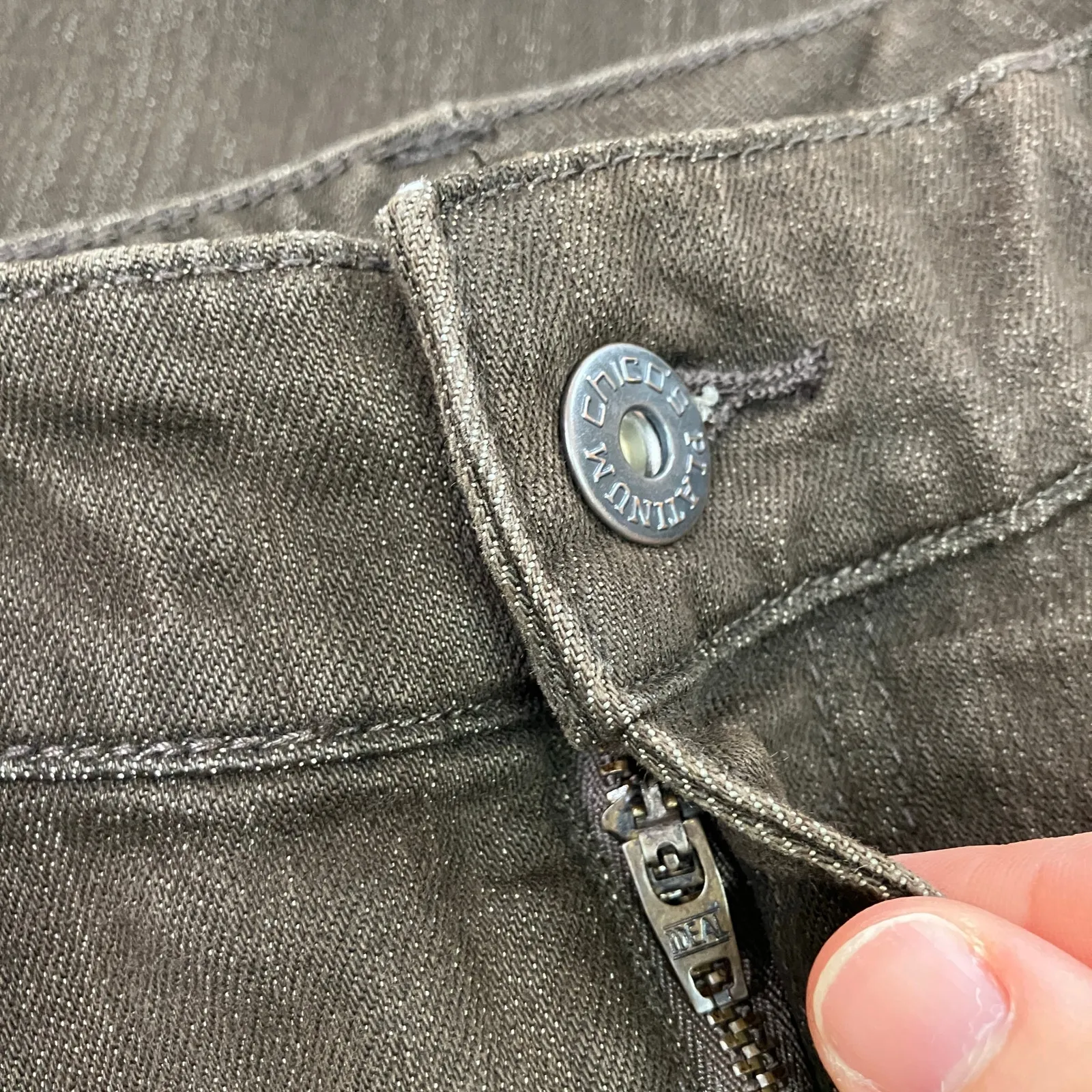 Chico's | Platinum Jeans Brown Denim Tapered Leg Cotton Blend Womens 1.5 SHORT - Image 4