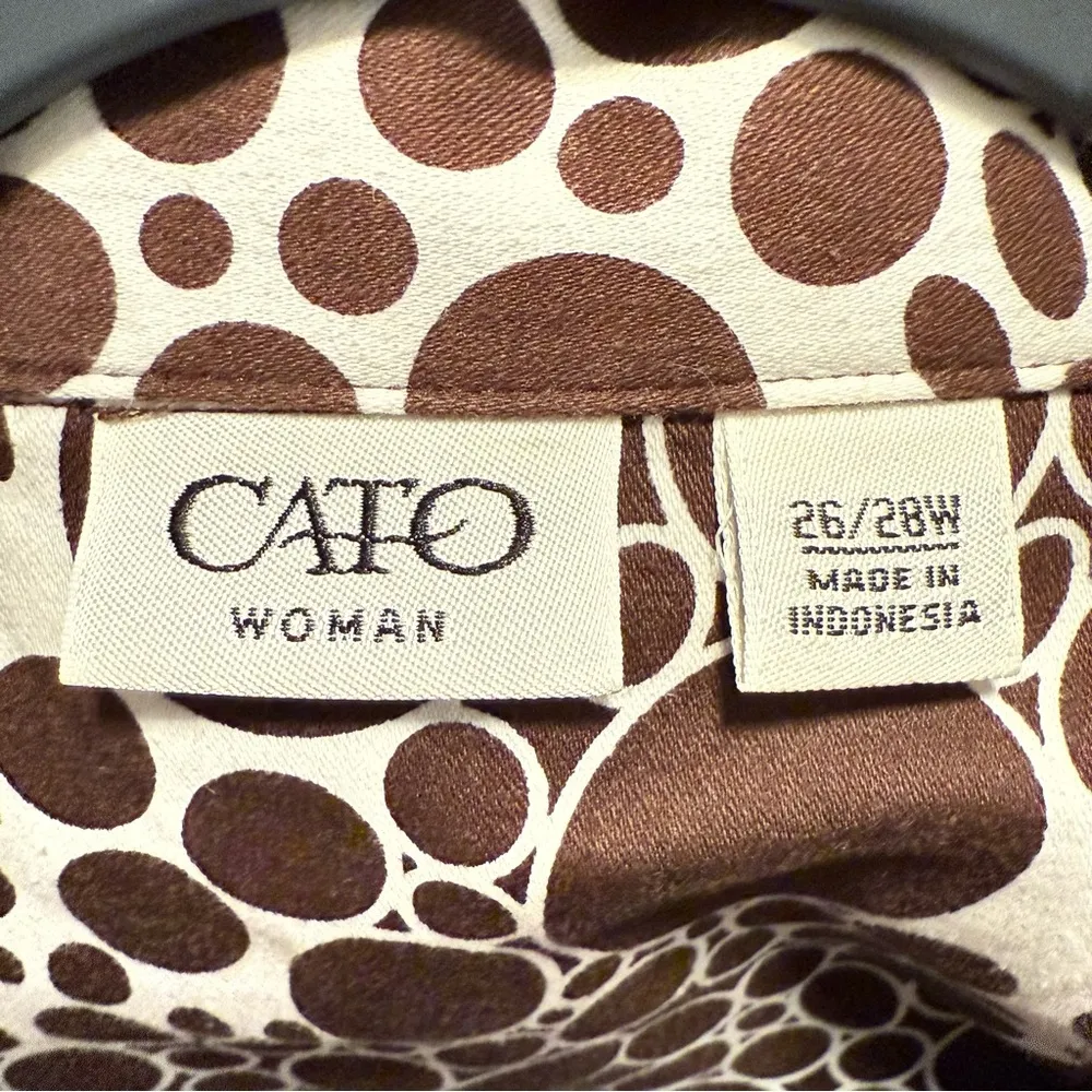 Cato Long Sleeve Animal Print Full Zip Jacket White Brown Spots 26/28W - Image 7