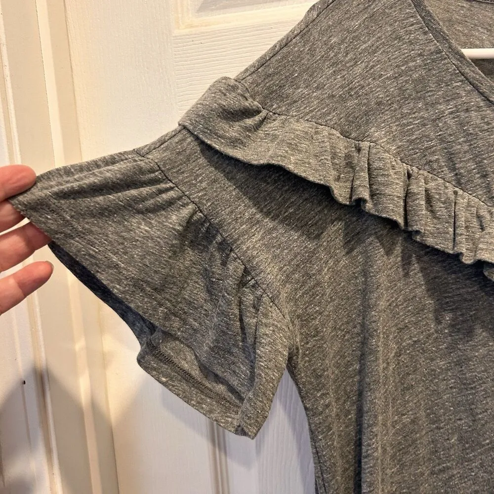 Paige Gray Adalie Boho Ruffle Shirt Mini Dress Pockets Womens Size‎ Large - Image 5