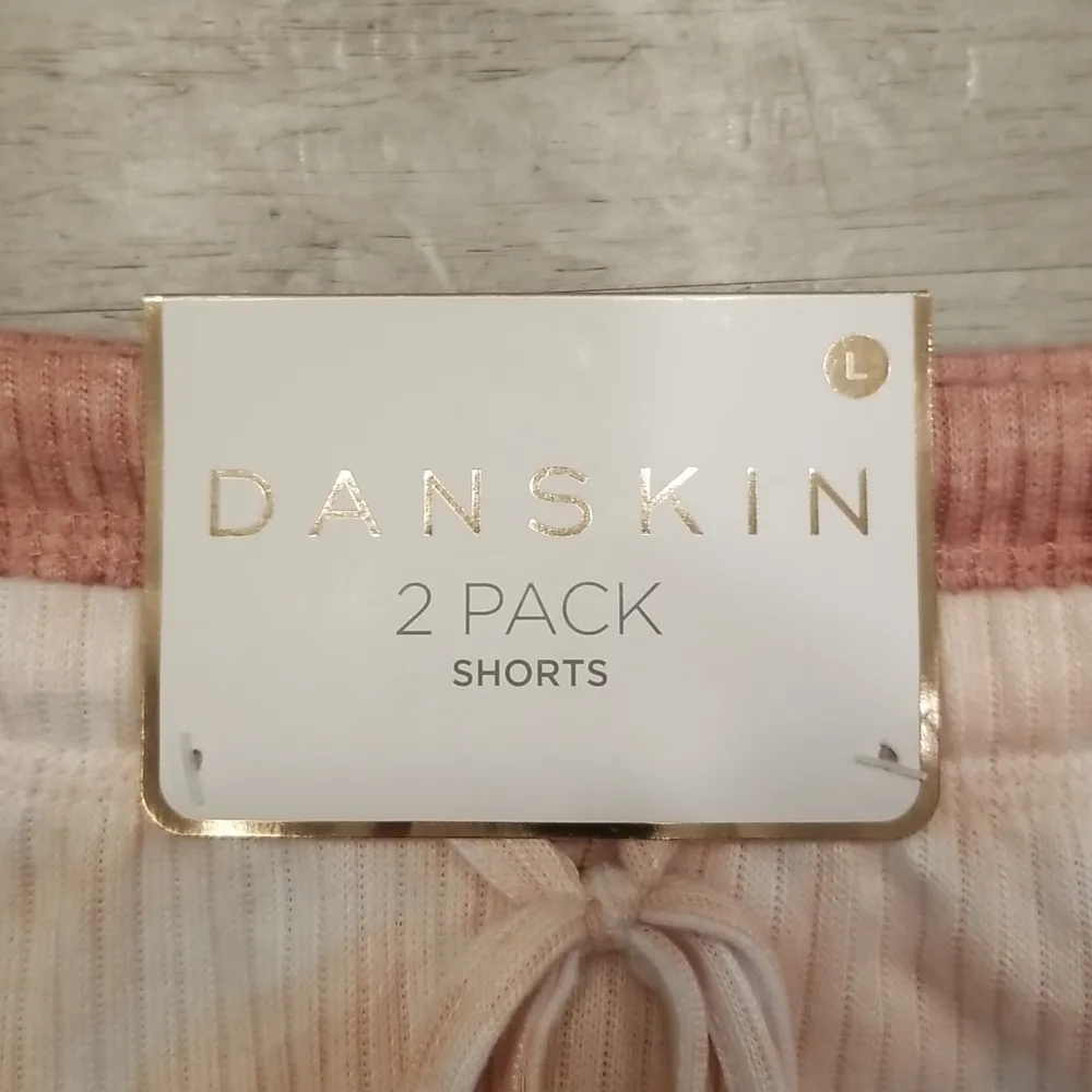💕DANSKIN💕 PJ Print & Solid Ribbed PJ Shorts 2Pk Pink & White Pattern Large NWT - Image 7