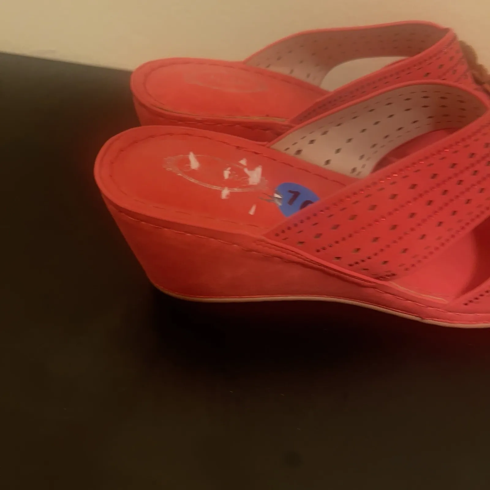 Atalina Sandals Red Shoes Wedge Low Heel‎ Comfort Gladiator Fisherman, Size 10 Brown - Image 7