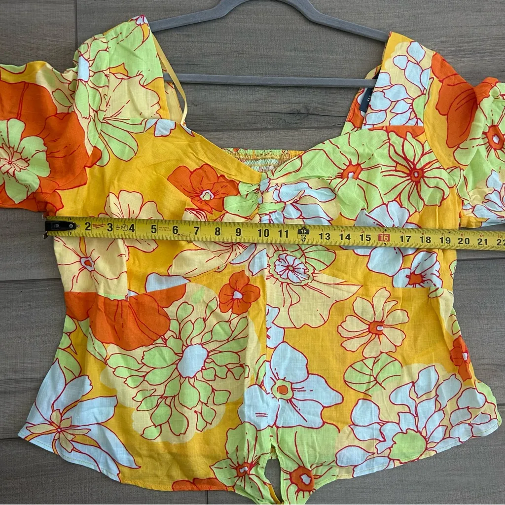 ModCloth Seaside Cottage Getaway Tie Up Top Honolulu Floral Orange NWOT 1X - Image 8