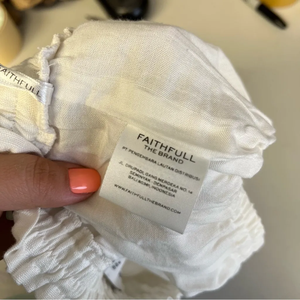 Faithfull the Brand‎ | Size 6 White Pleated Skater Crop Tube Flowy Top - Image 4