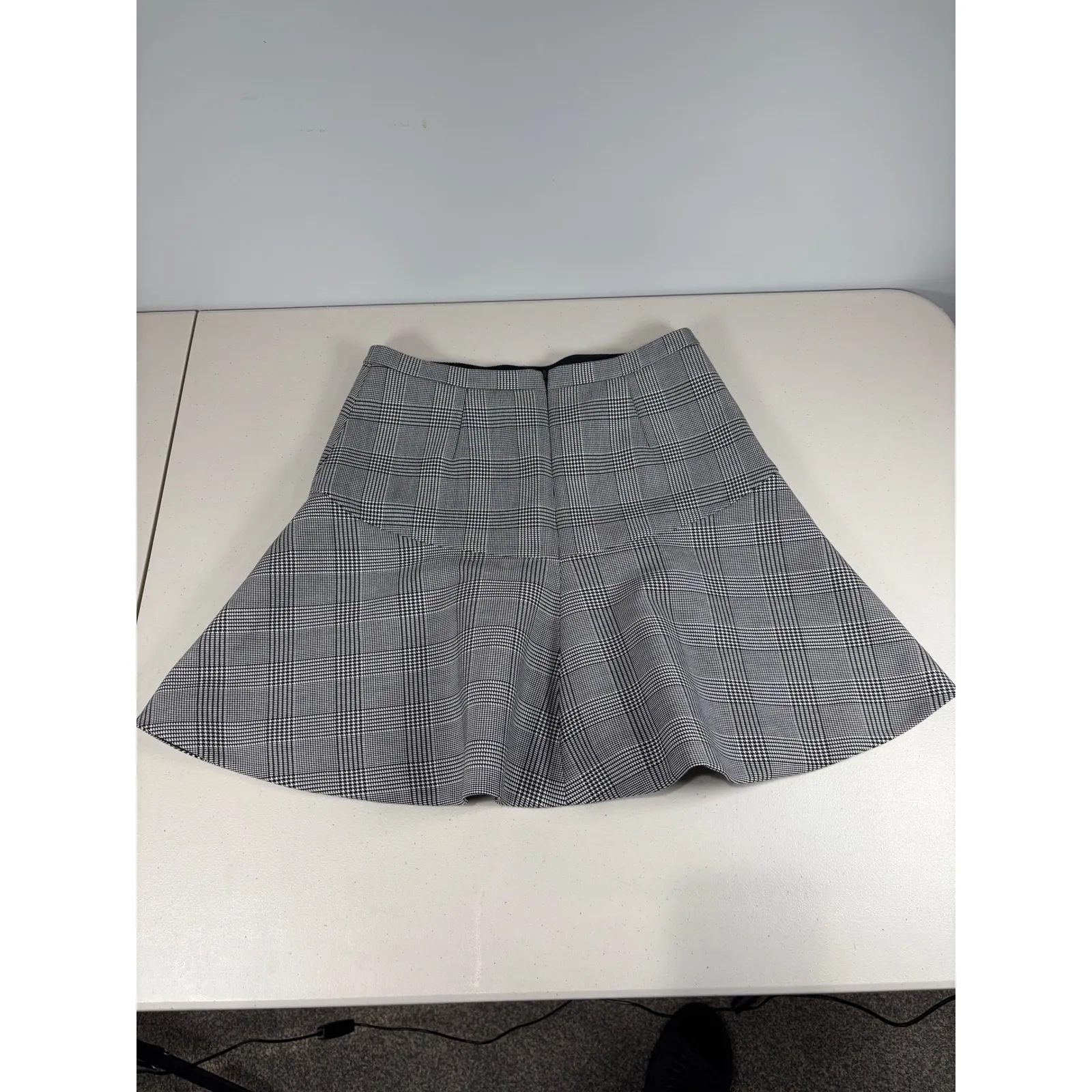 J. Crew Black White Glen Plaid Peplum Skirt 10 Flounce Zip Office Workwear - Image 4