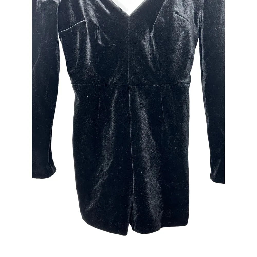 Topshop Black Velour Long Sleeve Sweetheart Neckline Romper Women's US 2 New - Image 3