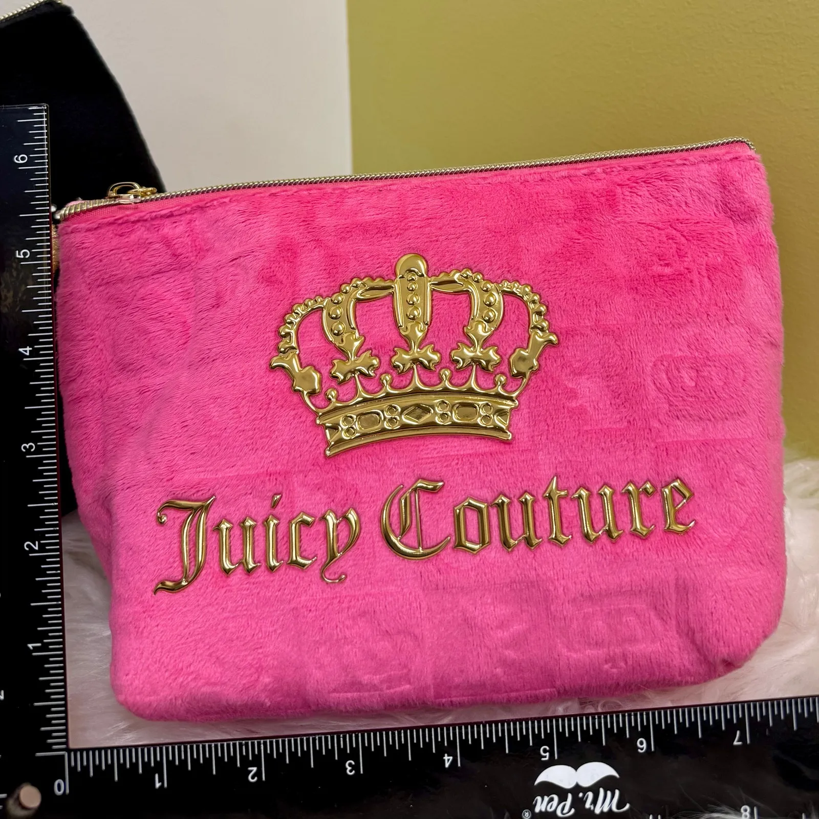 Juicy Couture Bling Velour Makeup Comestic Bags Bundle of 2 Pink Black Logo NWT - Image 9