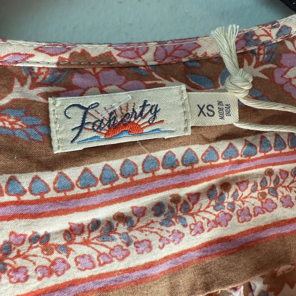 Faherty Orinda Maxi Dress NWT Belted Pink Brown Size XS Boho Cottage Earthy - Image 7