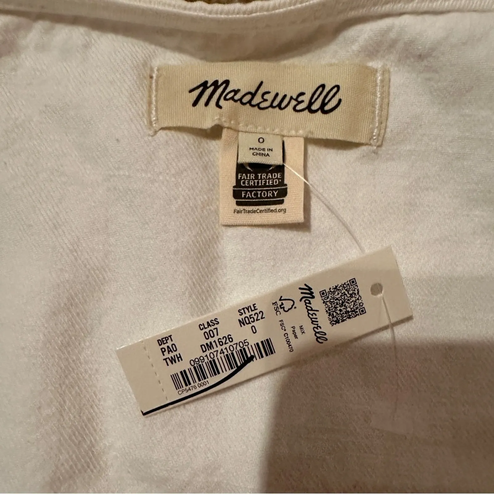 Madewell Denim Button-Front Sleeveless Top in Tile White Sz 0 NEW‎ - Image 5