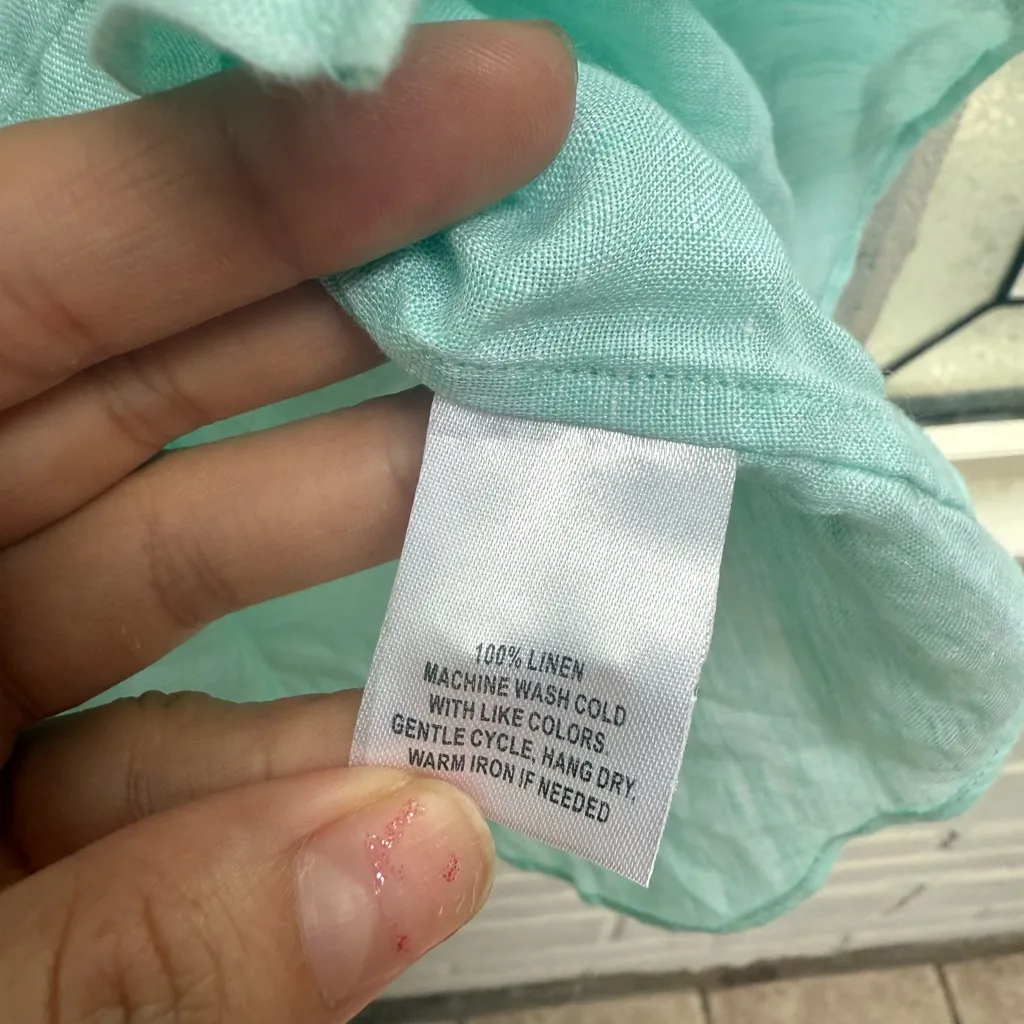 New NWT UNTUCKit blush light Green Linen Shirt SIZE 2 - Image 4