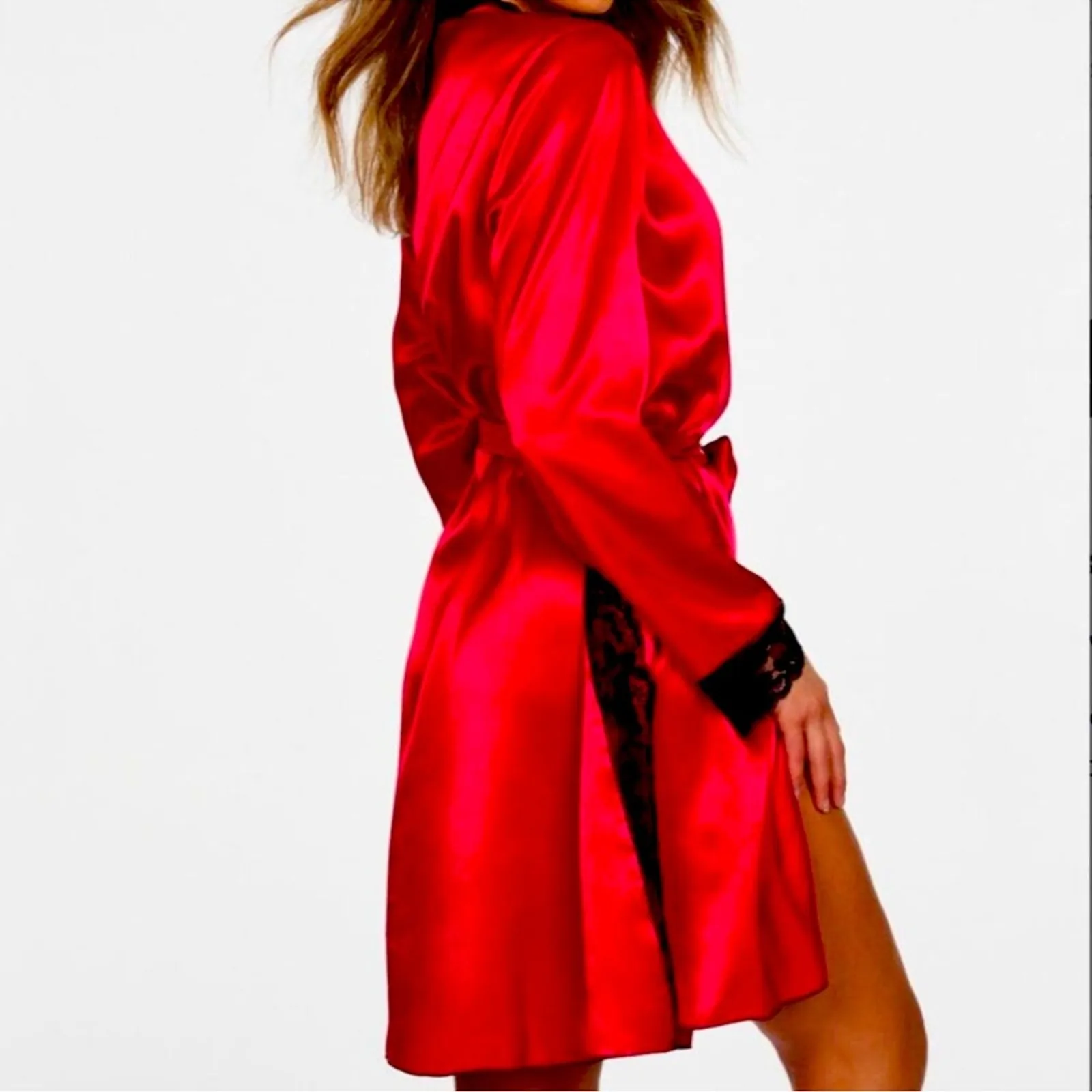 Frederick’s of Hollywood Aspen Mae Satin & Lace Robe Plus Size 1X NWT - Image 5