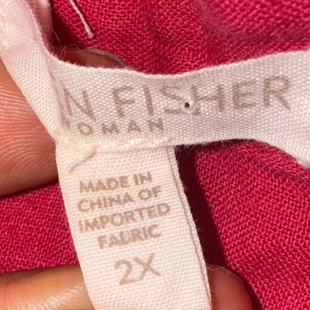 Eileen Fisher Pink 100% Irish Linen Long Sleeve Button Up Shirt Plus Size 2X - Image 8