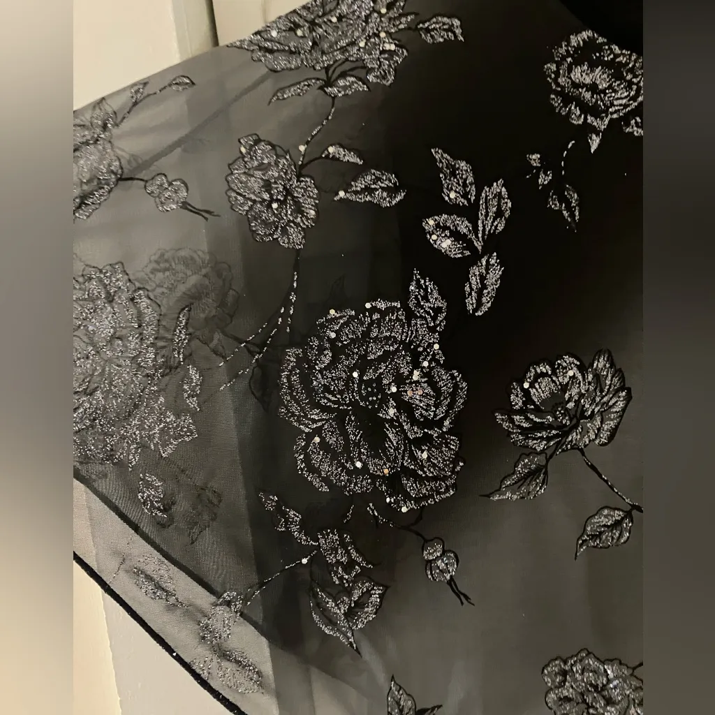 Vintage Odeon Glitter Shrug Poncho Top Silver Size L - Image 5