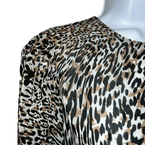 EXPRESS Abstract Cheetah Print L/S‎ Blouse Shirred Waist NWT $65 Size XSmall - Image 4
