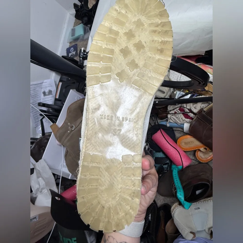 Shabbies Amsterdam Suede Leather Shoes Boots Size 37 US 6.5 Slip On Espadrilles Gray - Image 10