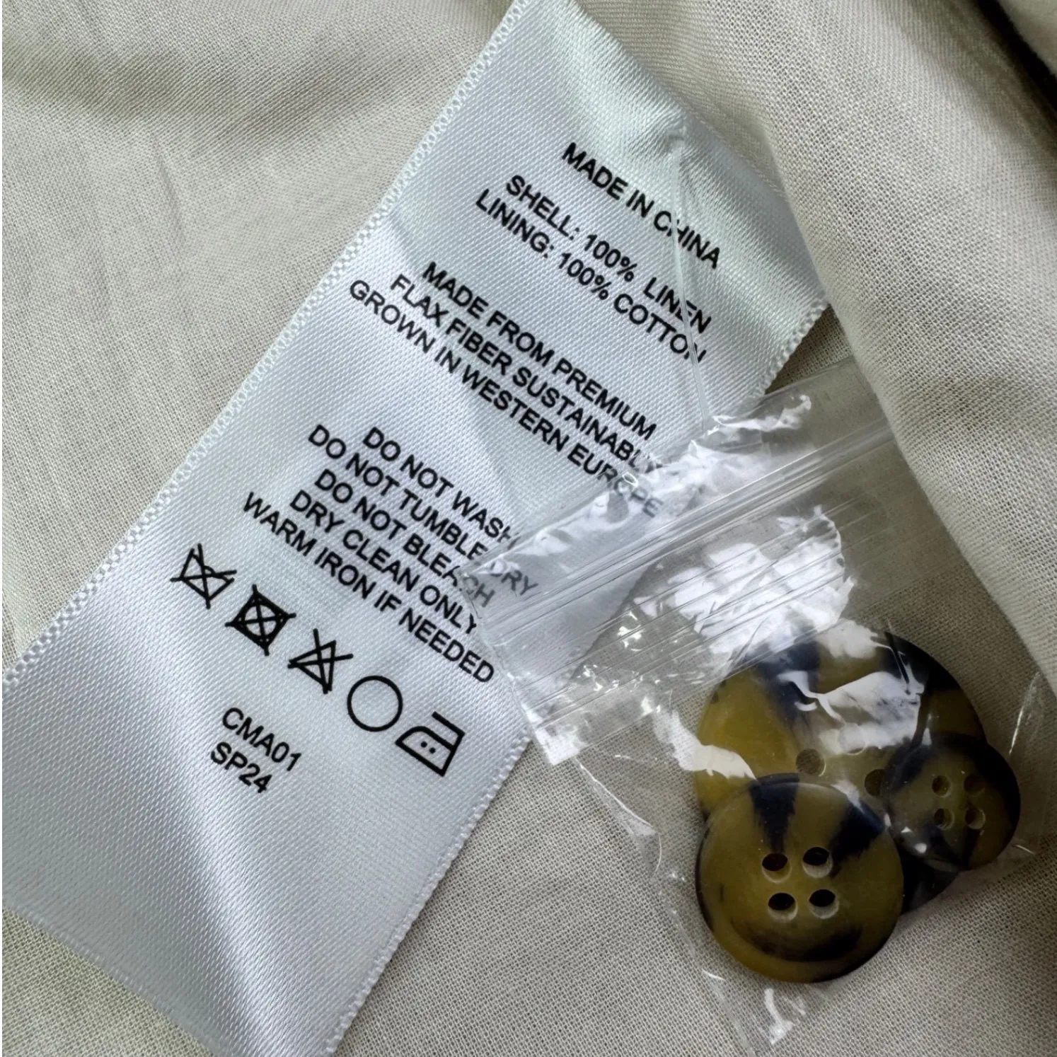 Quince  Linen Blend Structured Blazer Single Button Flax Beige Women's Medium - Image 11