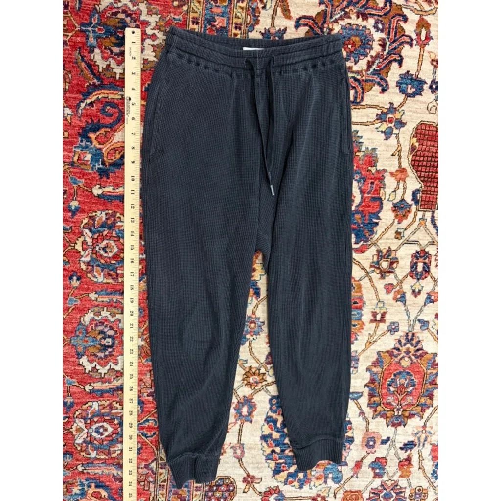 Reformation Jeans Waffle Knit Joggers Black Thermal Lounge Pants XS - Image 2
