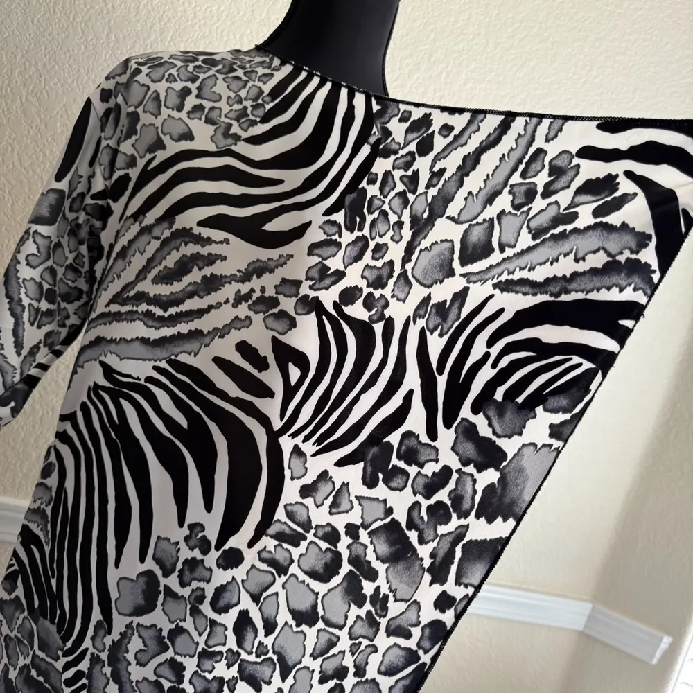 Animal Print Kimono Cardigan Long Duster Small Boho Festival Streetwear Layering - Image 4