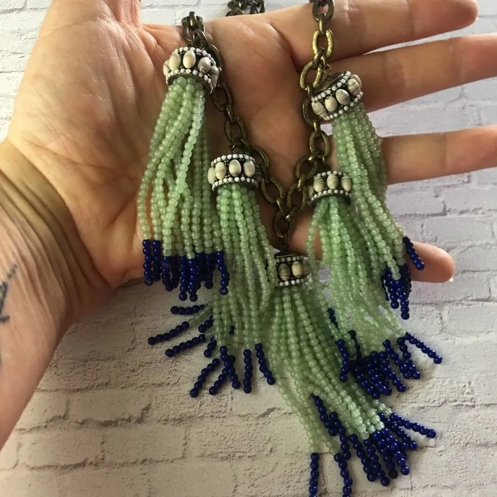 BaubleBar  Seed bead tassel link chain necklace - Image 5