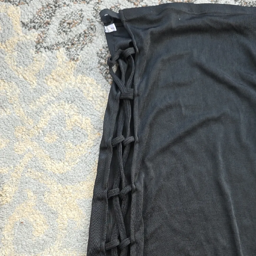 Lace Up Open Side Maxi Skirt Black Size undefined - Image 4