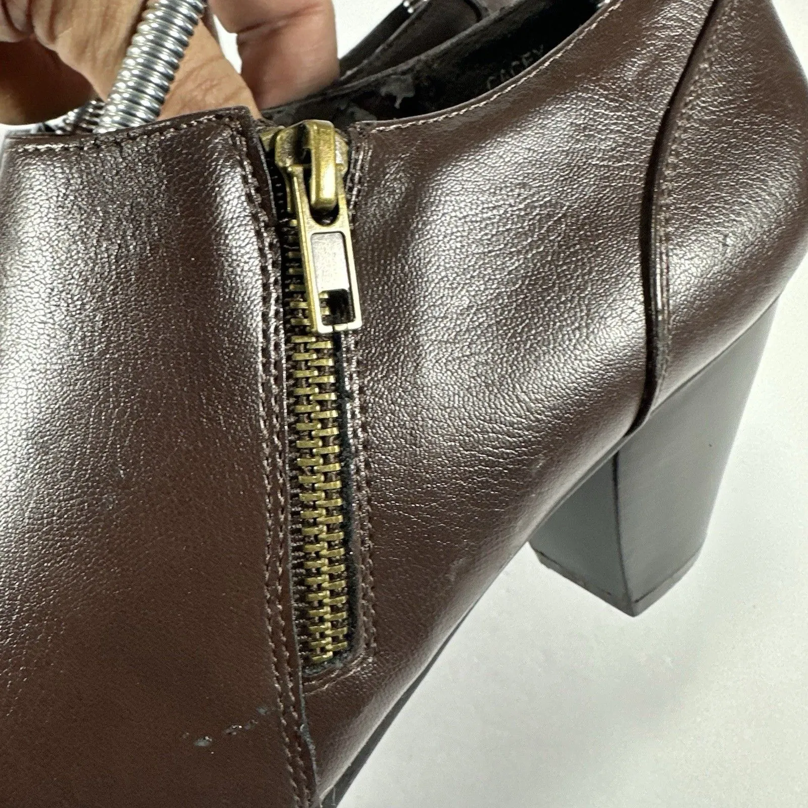 Wear. Ever. CACEY Brown Faux Leather Ankle Boots Booties Women's Size 10M Zip Up - Image 5