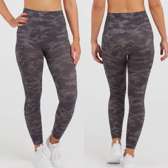 SPANX Look At Me Now High Rise Seamless Leggings: Grey Heather Camo Camouflage - Image 2