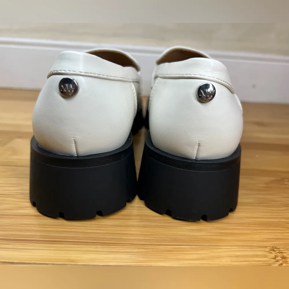 Nine West Womens Slip On Chunky Heel Y2K Lug Sole Ivory Moc Loafers/Shoe|Sz:6.5M - Image 15