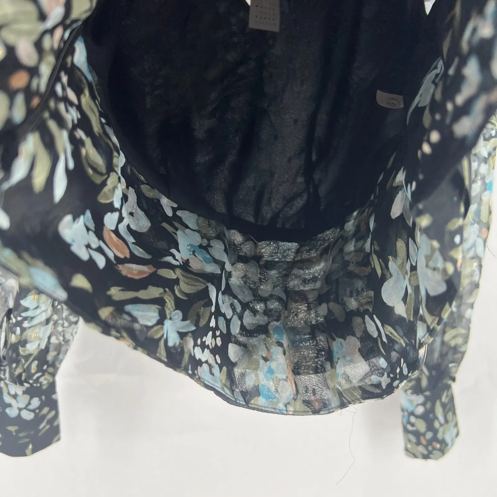 White House Black Market Blouse Top Womens 0 Multicolor Floral V Neck Side Zip - Image 3