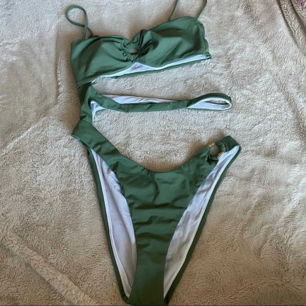 UO Out From Under Abalone Strappy Asymmetrical Swimsuit One-Piece Bathing L NWT - Image 7