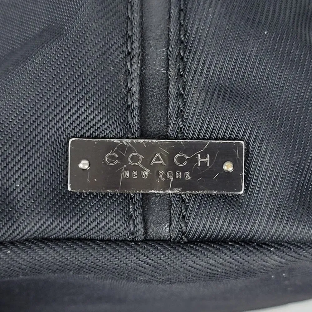 Vintage Coach Mercer 7424 Women Shoulder Bag Black Nylon Leather Twill  Flap - Image 2