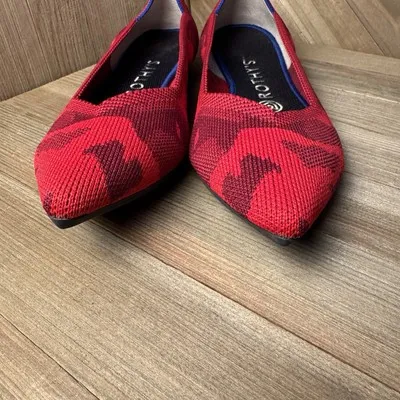 Rothys The Point Flats Slip On Pointed Toe Retired Red Camo Knit Women Size 7 US - Image 2