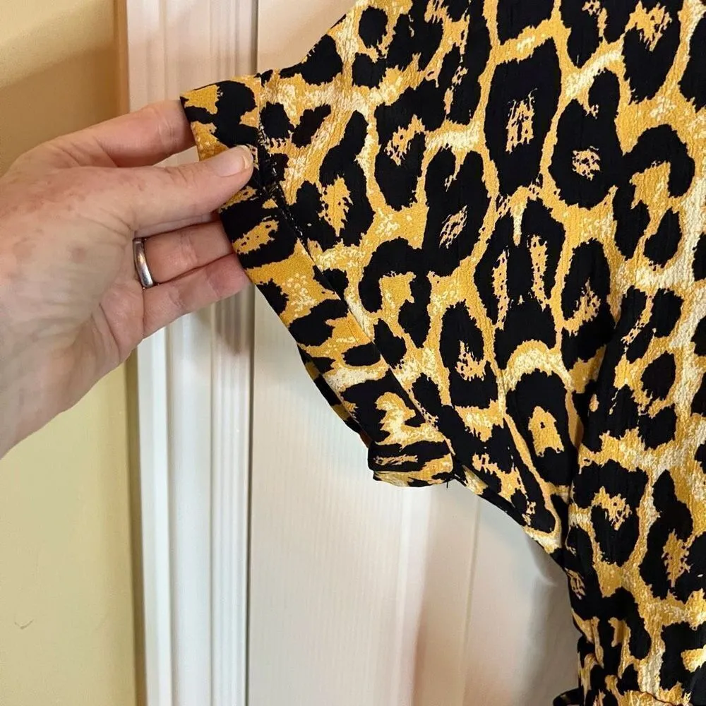 Urban Outfitters Zoe Womens Side-Tie Wrap‎ Romper Cheetah Comfy Size Small - Image 7