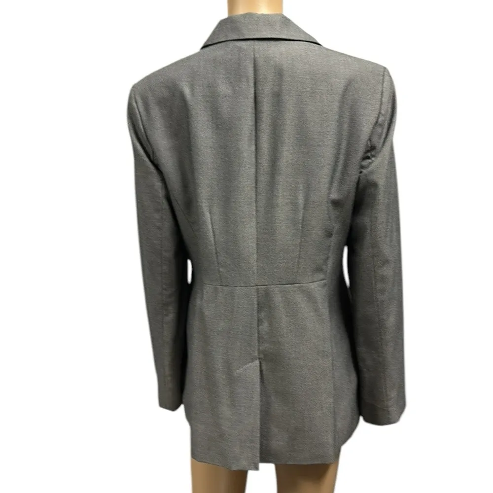 White House Black Market Blazer Jacket Ruffled Lapel Salt Pepper Womens Small - Image 3