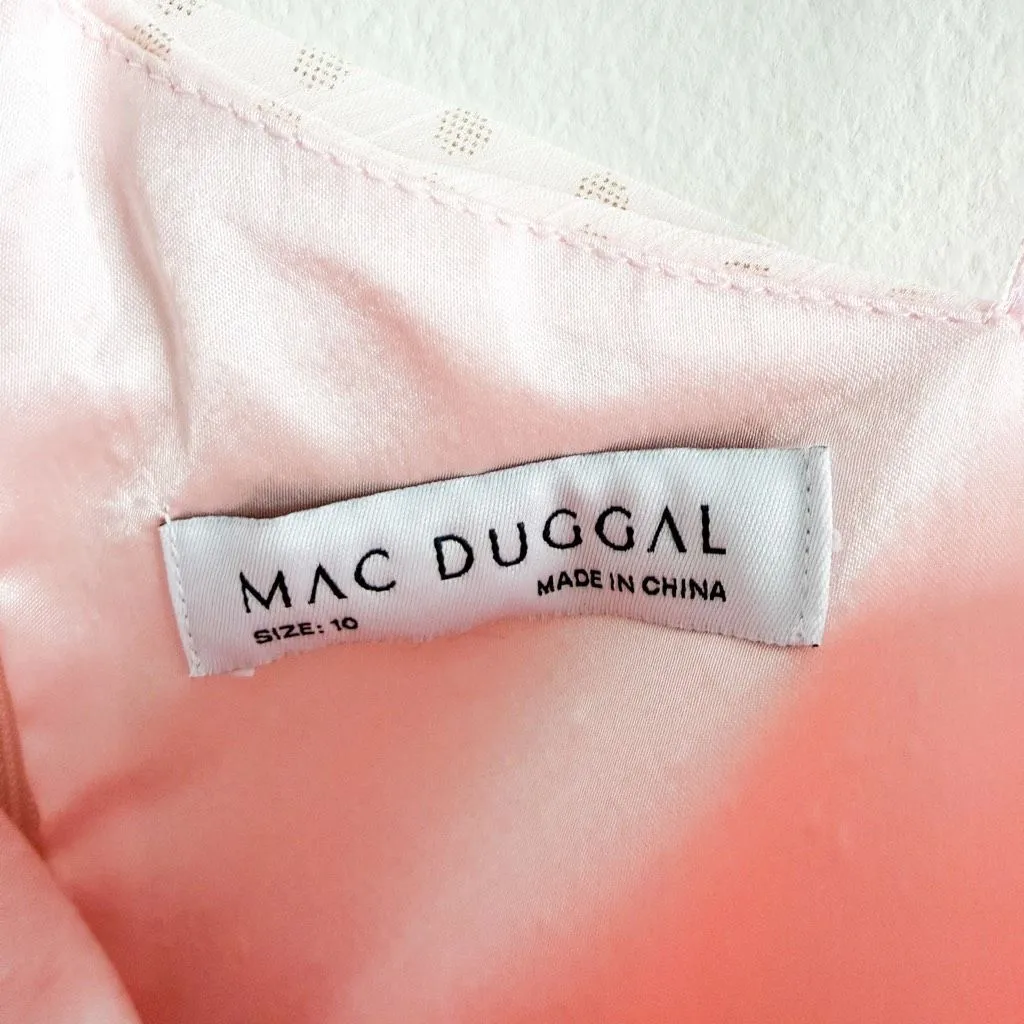 Mac Duggal Pink Polka Dot Ruffled One Shoulder Gown Size 10 - Image 8