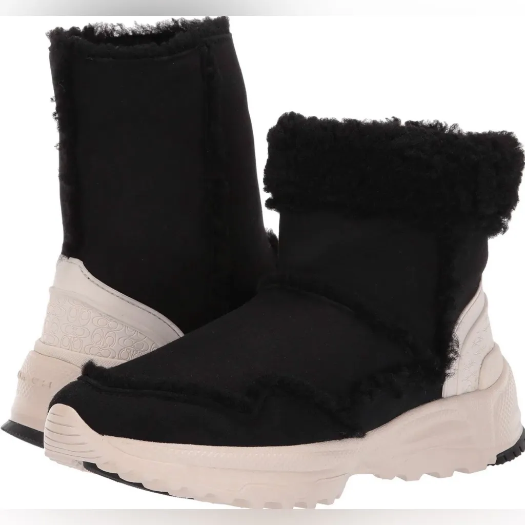 Coach Portia Cold Weather Bootie Black & White High-Top Sneakers Women’s Size 7B - Image 2