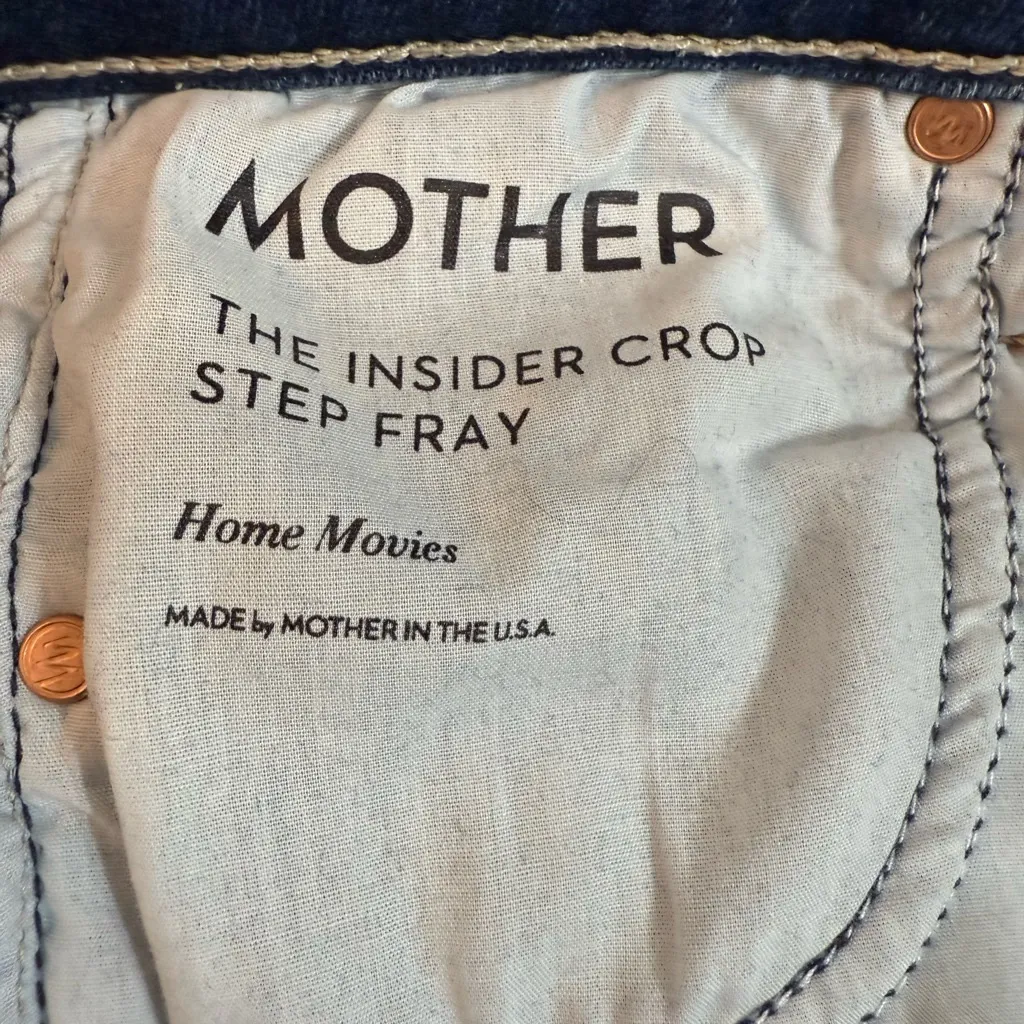 Mother Denim Insider Crop Step Fray, Home Movies Size 25 Blue - Image 12
