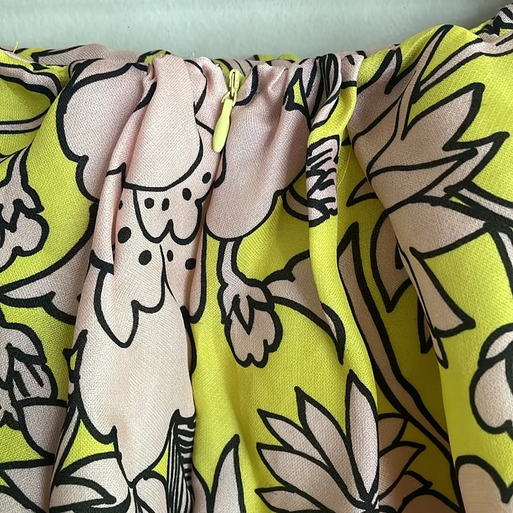 MSGM Floral Pouf Silk Mini Skirt Yellow Size 4 - Image 10