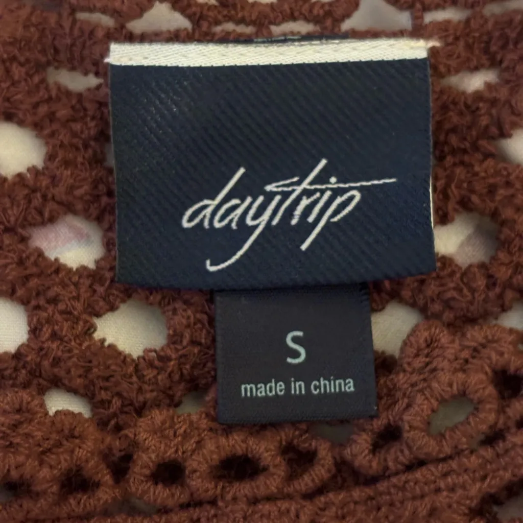 Daytrip Crochet Lace Top in Deep Brown - Image 2