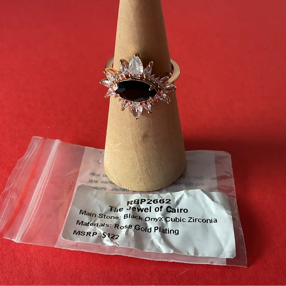 RBP2662 “The Jewel of Cairo” Black Onyx CZ on Rose Gold Sz 8 Ring NWT - Image 4