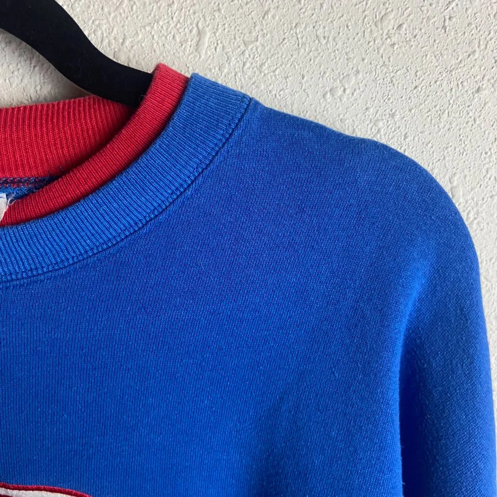 Vintage M&C Sportswear L Crew Neck Sweatshirt Embroidered Santa Blue Christmas Size L - Image 7