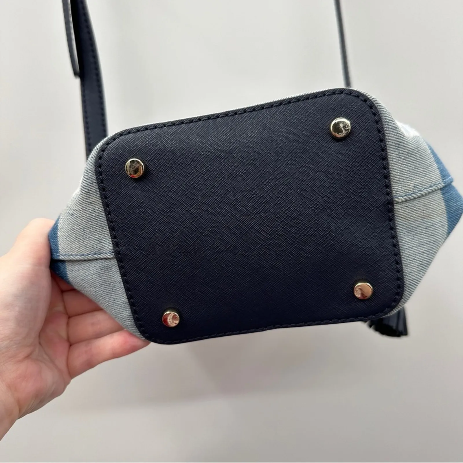 Kate Spade California Dreaming Pippa Blue Denim Palm Tree Bucket Bag NEW RARE‎ - Image 4