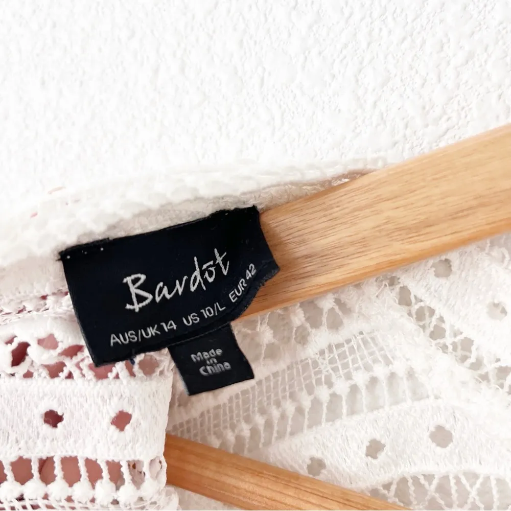 Bardot Vivian Long Sleeve Wedding Cocktail Lace Mini Dress in White - Image 9