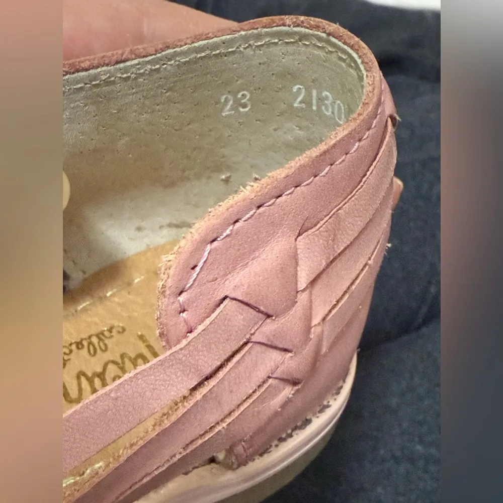 Macarena Collection Women's Mexican Huarache Sandals PomPons Pink Leather Size 6 - Image 5