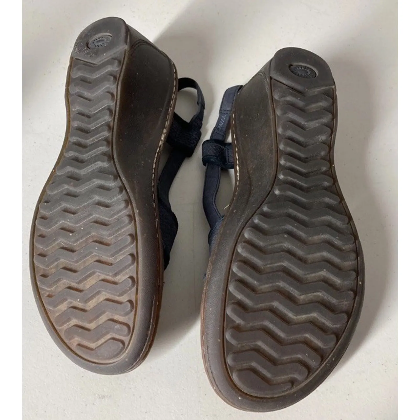 UGG Black Sling back Sandals Wedge Heels Summer Comfort Canvas Stretch Sz 10 - Image 9